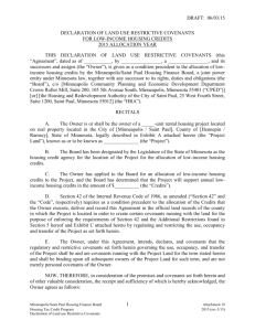 Declaration of Land Use Restrictive Covenants