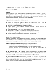 ENGLISH AND LITERACY POLICY - Temple Sowerby C/E Primary