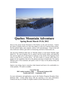 Quebec Mountain Adventure Spring Break March 15