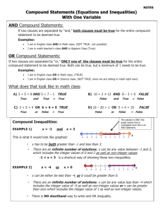 Compound Statements (Equations and Inequalities)