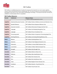 complete list of NIH Toolbox measures