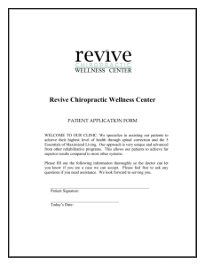 PATIENT APPLICATION FORM - Revive Chiropractic Wellness Center
