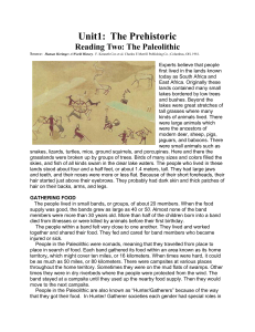 Unit1: The Prehistoric Reading Two: The Paleolithic