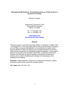 Remembering Bill Niskanen: Pursuing Economics as a Public