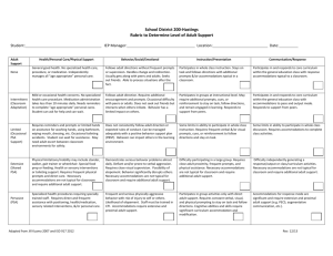 Rubric to Determine Level of Adult Support