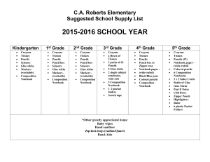 CA Roberts Elementary Suggested School Supply List 2015