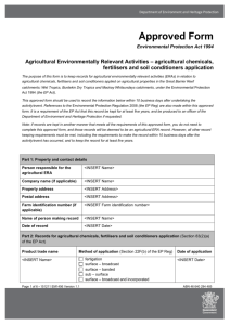 agricultural chemicals, fertilisers and soil conditioners application