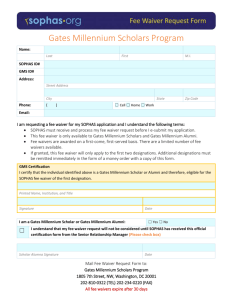 Gates Millennium Scholars Program Name: Last First M.I. SOPHAS