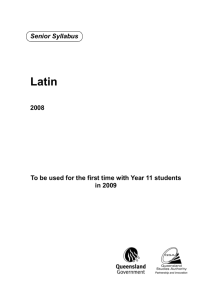 Latin (2008) - Queensland Curriculum and Assessment Authority