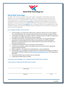 WWT Code of Conduct and Ethics Policy