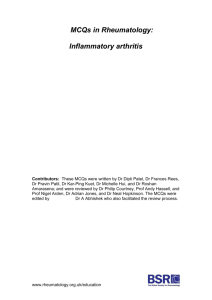 MCQs in Rheumatology: Inflammatory arthritis