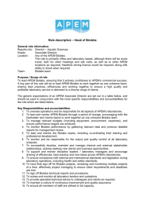 Role description – Head of Biolabs General role information Reports
