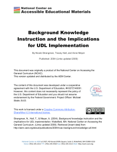 Background Knowledge Instruction and the Implications for UDL
