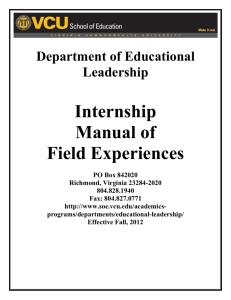 Department of Educational Leadership Internship Manual