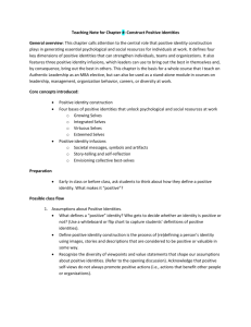 Teaching Note for Chapter #: Construct Positive Identities General