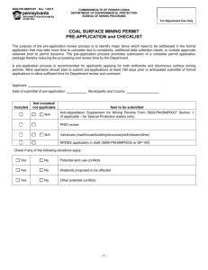 Coal Surface Mining Permit Pre-Application and Checklist