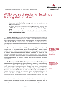 WISBA course of studies for Sustainable Building starts in Munich