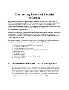 Transporting Lead-Acid Batteries in Canada