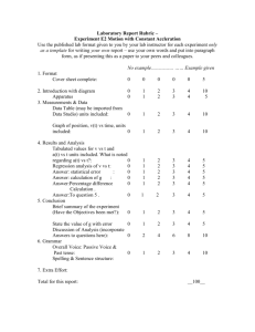 Phys 23 Motion with constant acc Rubric