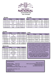 Class Timetable - East Sussex National Hotel