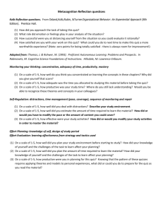 Metacognition/Reflection Questions