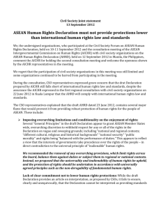 ASEAN Human Rights Declaration must not provide protections