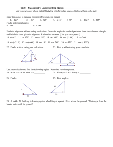 CCS2H - Trigonometry - Assignment 8.2 Name: Use your own paper