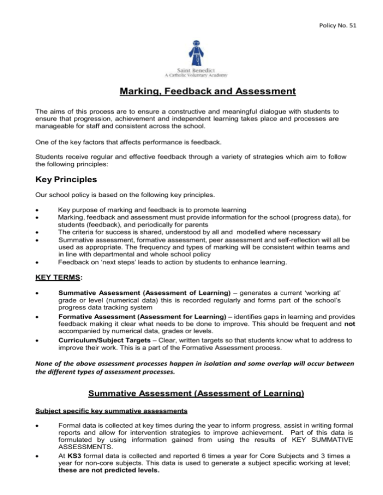 Marking, Feedback and Assessment