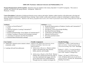 ERDG 605 Practicum: Adolescent Literacies and Multimodalities, 5-12