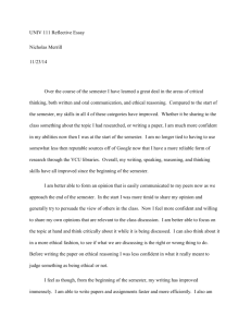 UNIV 111 Reflective Essay