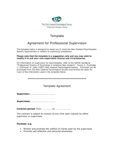 Supervision agreement - The New Zealand Psychological Society