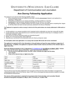 Ann Devroy Fellowship Application - University of Wisconsin