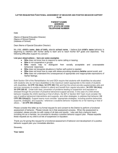 Letter Requesting FBA and FBS Plan