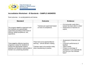 Accreditation Worksheet – B Standards – SAMPLE ANSWERS