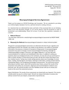 Neuropsychological Services Agreement