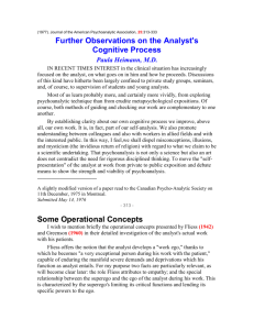 Ego Configurations in the Analyst`s Cognitive Process