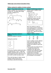 Written methods for addition of whole numbers