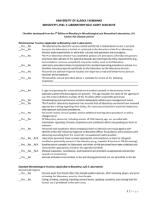 Biosafety Level 2 Laboratory Self-Audit Checklist