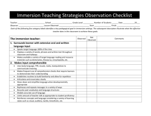 Immersion Teaching Strategies Observation Checklist