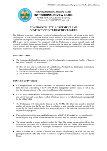 1-D,2012. Confidentiality Agreement and Conflict of Interest