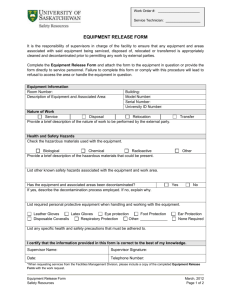 EQUIPMENT or AREA RELEASE FORM