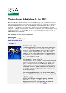 RSA Academies Bulletin Board – July 2013 Welcome to the final