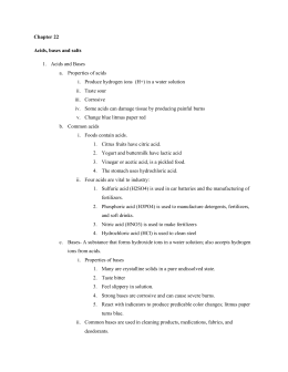 Acids and Bases Worksheet