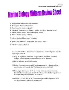 Marine Biology Midterm Review 2010-2011