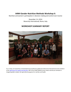 Workshop summary report - Agriculture for Nutrition and Health