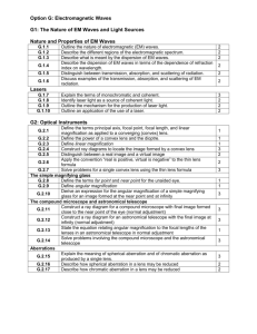Option G topic outline (Electromagnetic waves)