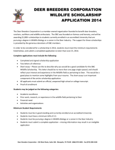 deer breeders corporation wildlife scholarship application 2014