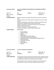 Course Code : ARC 601 Course Title : METHODOLOY AND