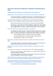 Short-Form Disclosure Statement Template for Amendments to a Bill