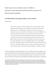 Draft for chapter in book on civil-military relations in the Middle East